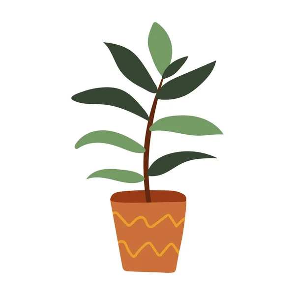 Inicio Planta Maceta Decorativa Aislada Sobre Fondo Blanco Doodle Estilo — Vector de stock