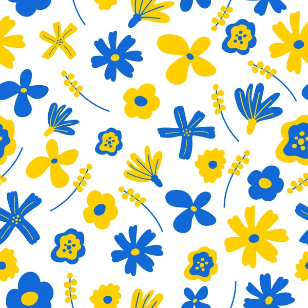 Beyaz arka planda son moda çiçeksiz desen. Vektör karikatür şirin çiçekler çocuksu el çizimi tarzında. Duvar kağıdı, baskı, tekstil, kumaş, ambalaj için arkaplan