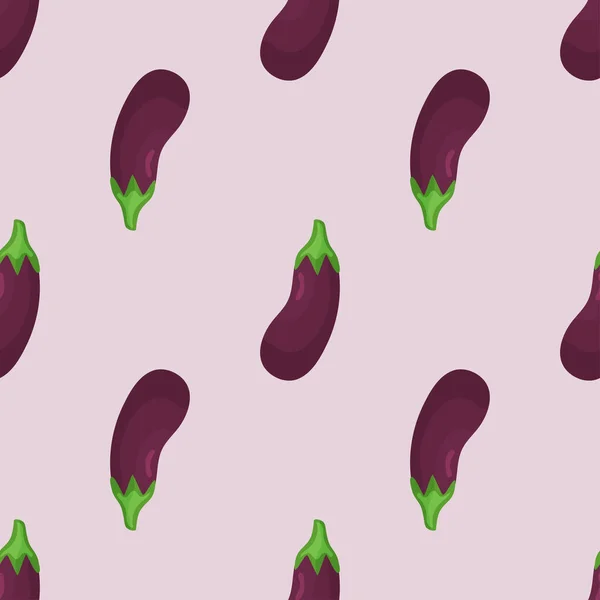 Seamless Food Pattern Oeggplant Pink Background Backdrop Wallpaper Print Textile — Διανυσματικό Αρχείο