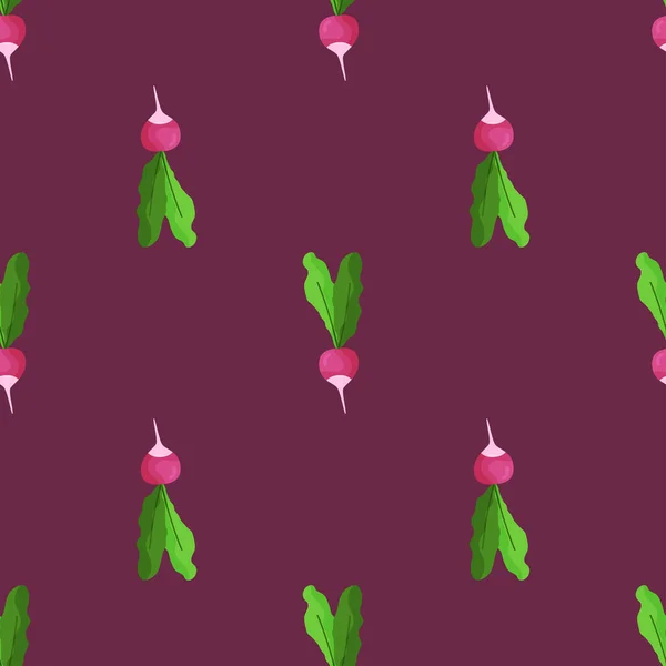 Seamless Food Pattern Radish Pink Background Backdrop Wallpaper Print Textile — Vector de stock