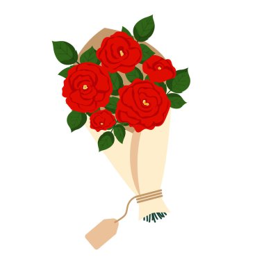 Beyaz bir arka plan üzerinde izole kırmızı gül buketi vektör