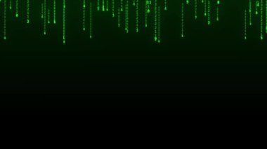 Dijital ikili veri, yayın kodu arka planı. Matris arka planı. Kodlama Hacker konsepti. Yeşil dijital çizgileri olan siber uzay, soyut arkaplan, ikili zincir. Kripto uzayı.