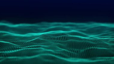 Parlayan parçacıkların dinamik dalgası. Dijital teknoloji geçmişi. 3D görüntüleme. Kusursuz döngü. 4k