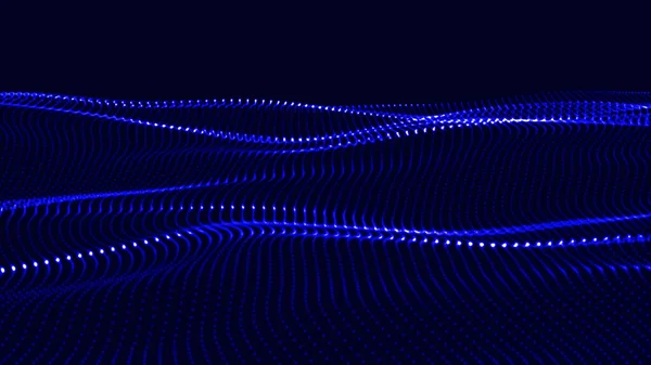 Fondo Abstracto Diseño Tecnología Ondulada Partículas Azules Decorar Para Cartel — Vector de stock