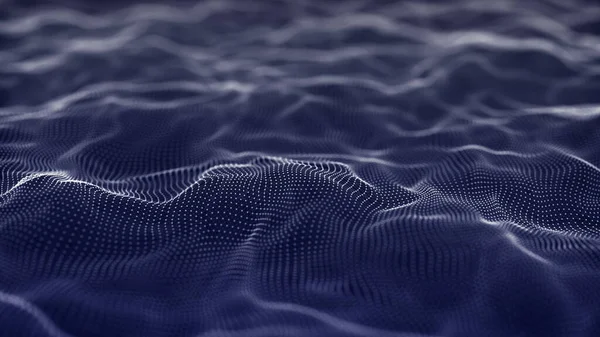 Welle Von Teilchen Wellendingen Abstrakte Digitale Landschaft Technischer Hintergrund Illustration — Stockfoto