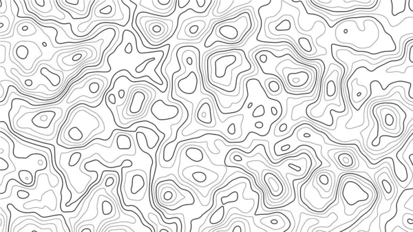 L'altezza stilizzata del contorno topografico in linee e contorni. Il concetto di schema geografico condizionato e il percorso del terreno. — Vettoriale Stock