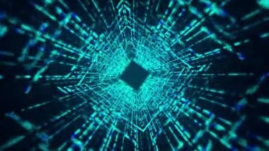 Soyut dijital arkaplan. Büyük veri görselleştirmesi. Veri akışı bilgisi. Dijital iletişim kavramı. 3 boyutlu görüntüleme. 4k animasyon