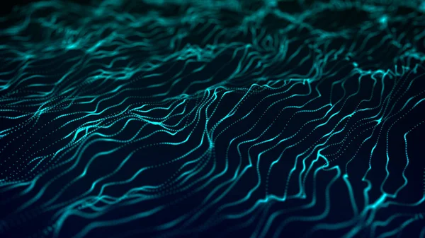 Технологический фон. Абстрактные цифровые волны частиц. Футуристическая точечная волна. — стоковое фото