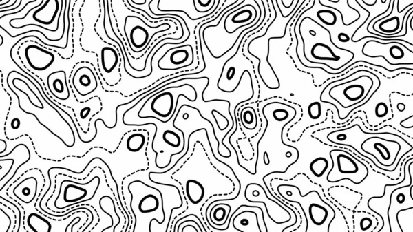 La altura estilizada del contorno topográfico en líneas y contornos. El concepto de un esquema de geografía condicional y el camino del terreno. Ilustración vectorial. — Archivo Imágenes Vectoriales