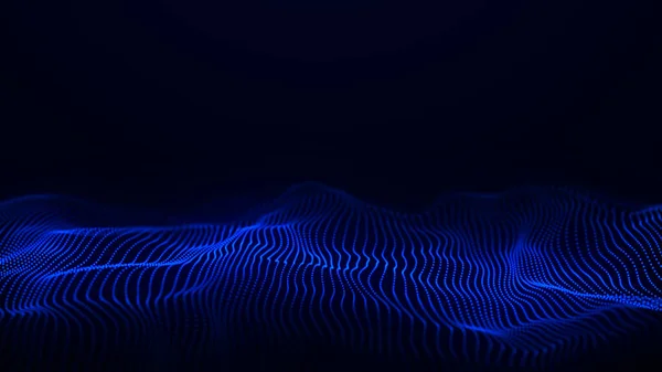 Технологічний фон. Футуристична точкова хвиля. Абстрактна цифрова хвиля частинок. Технологія чи науковий прапор. 3D візуалізація — стокове фото