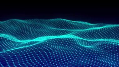 Parlayan parçacıkların dinamik dalgası. Dijital teknoloji geçmişi. 3d oluşturma.