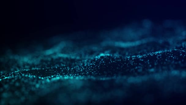 Динамічна Хвиля Яскравих Частинок Цифрові Технології Фону Візуалізація Світлових Частинок — стокове відео