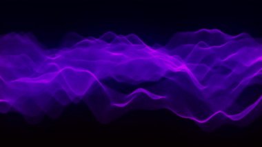 Müzik soyut arka plan. Müzik için dengeleyici. Parçacıkların soyut dijital dalgası. Büyük veri görselleştirmesi. 3 boyutlu illüstrasyon. 4k animasyon.