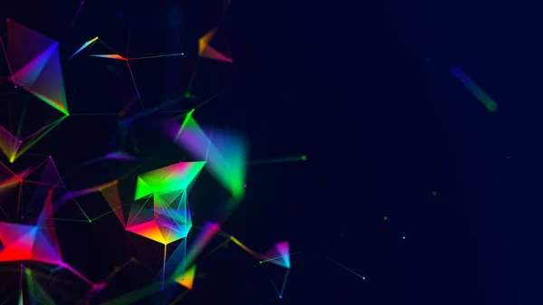 Abstract background with connecting dots and lines. Plexus effect. Network connection structure. . 3d rendering.