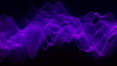 Müzik soyut arka plan. Müzik için dengeleyici. Parçacıkların soyut dijital dalgası. Büyük veri görselleştirmesi. 3 boyutlu illüstrasyon. 4k animasyon.