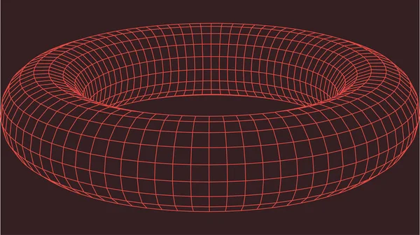 Drátový Torus Struktura Pozadí Perspektivní Mřížky Meshy Torus Model Vektor — Stockový vektor