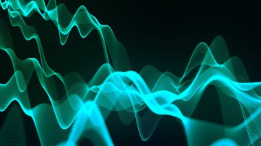 Müzik soyut arka plan. Müzik için dengeleyici. Parçacıkların soyut dijital dalgası. Büyük veri görselleştirmesi. 3d.