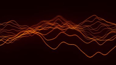 Müzik soyut arka plan. Müzik için dengeleyici. Parçacıkların soyut dijital dalgası. Büyük veri görselleştirmesi. 3 boyutlu illüstrasyon. 4k animasyon.