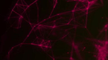 Ağ bağlantısı yapısı. Büyük veri. Noktalar ve doğrular birleştiriliyor. Soyut teknoloji geçmişi. 3D görüntüleme. 4k animasyon.