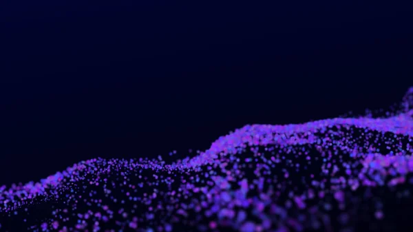 发光粒子的动态波 光点的波涛数字技术背景 — 图库照片