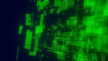 Soyut teknoloji geçmişi. Büyük veri dijital kodu. Fütürist noktalar arka planı. 3d