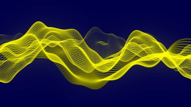 Müzik soyut arka plan. Müzik için dengeleyici. Parçacıkların soyut dijital dalgası. Büyük veri görselleştirmesi. 3d.