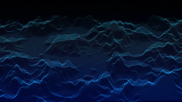 Wave Particles Wave Abstract Digital Landscape Technology Background Illustration — Stock fotografie