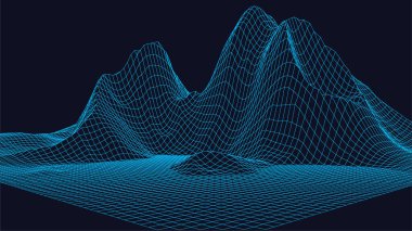 Gelecekçi parçacık dalgası. Soyut teknoloji geçmişi. Büyük veri görselleştirmesi. Üç boyutlu. vektör