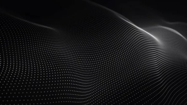 Wave Particles Abstract Background Dynamic Wave Futuristic Dotted Wave Big — 图库照片