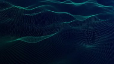 Dijital teknoloji geçmişi. Parlayan noktaların dinamik dalgası. Sunum tasarımı için fütüristik arka plan. Üç boyutlu. 4k