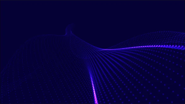 概要青い粒子波状技術の設計背景 ポスター アートワーク テンプレートデザインのために飾る イラストベクトルEps10 — ストックベクタ
