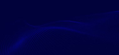 Soyut mavi parçacık dalgalı teknoloji tasarım arka planı. Poster, reklam, sanat eserleri, şablon tasarımı için dekorasyon. Resim vektörü eps10