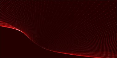 Karanlık arka planda gelecek dalgası. Bağlantı noktaları ve çizgilerinin renkli deseni. Teknoloji Bayrağı. Vektör çizimi. Bu 10 eder. Üç Boyut.