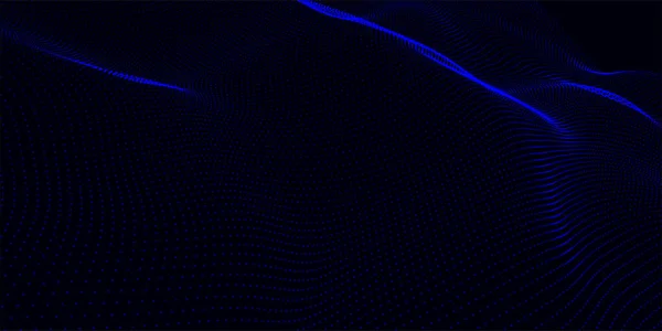 Абстрактная Синяя Волна Частиц Технология Проектирования Плакат Украшения Произведения Искусства — стоковый вектор