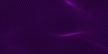 Soyut dijital parçacık dalgası. Fütürist noktalı dalga. Teknoloji arka plan vektörü. Vektör çizimi. 10 saniye..