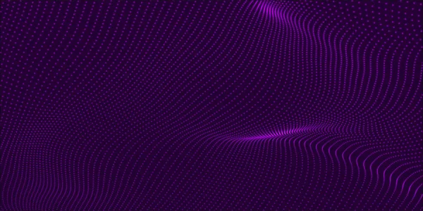 Abstract Digital Particle Wave Futuristic Dotted Wave Technology Background Vector — Vettoriale Stock