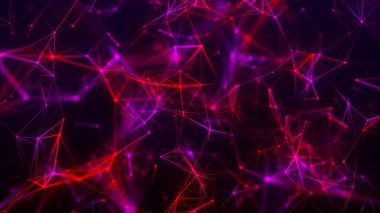 Noktaları ve çizgileri birleştiren soyut bir arkaplan. Ağ bağlantısı yapısı. Pleksus etkisi. 3d oluşturma.
