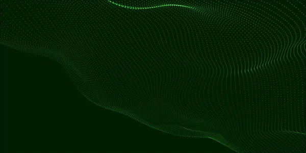 Futuristic Wave Dark Background Colored Pattern Connection Dots Lines Technology — Stockvektor