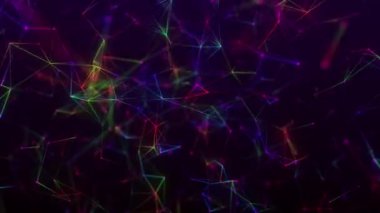 Noktaları ve çizgileri hareket ettiren soyut dijital bağlantı. Teknoloji geçmişi. Ağ bağlantısı yapısı. Pleksus etkisi. 3d Kusursuz döngü.