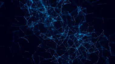 Noktaları ve çizgileri birleştiren soyut bir arkaplan. Ağ bağlantısı yapısı. Pleksus etkisi. 3d oluşturma.