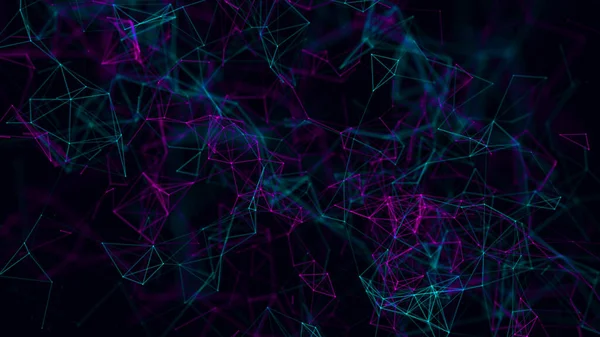 Abstract background with connecting dots and lines. Network connection structure. Plexus effect. 3d rendering.