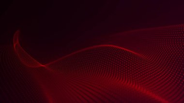 Teknoloji geçmişi. Parçacıkların soyut dijital dalgası. Gelecekçi nokta dalgası. 3d