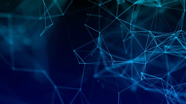 Abstract background with connecting dots and lines. Network connection structure. Plexus effect. 3d rendering.