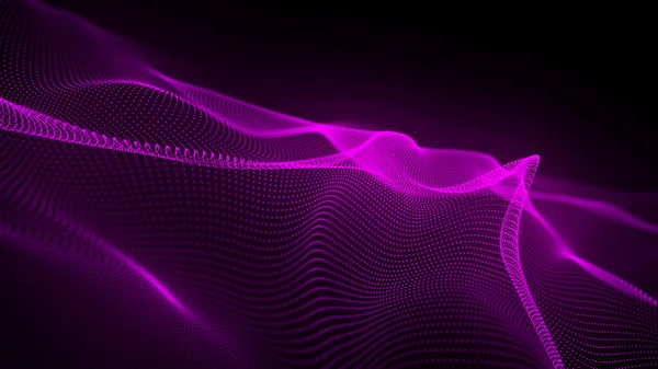 Parçacık dalgası. Dinamik dalgalı soyut bir arkaplan. Fütürist noktalı dalga. Büyük veri.