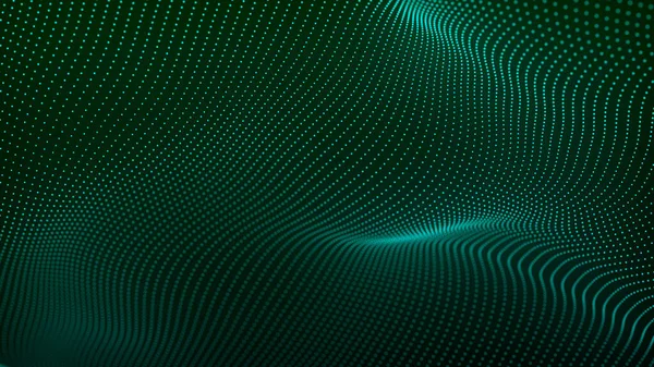 Wave Particles Wave Abstract Digital Landscape Technology Background Illustration — Zdjęcie stockowe