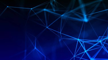 Noktaları ve çizgileri birleştiren soyut bir arkaplan. Ağ bağlantısı yapısı. Pleksus etkisi. 3d oluşturma.