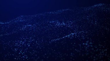 Dynamic wave of glowing particles. Digital technology background. 3d rendering. 4k animation.