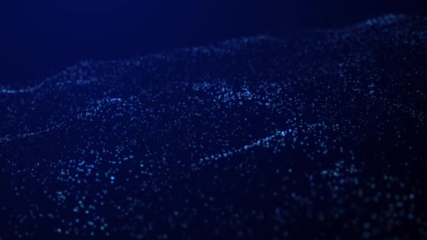 Dynamic Wave Glowing Particles Digital Technology Background Rendering Animation — Vídeo de Stock