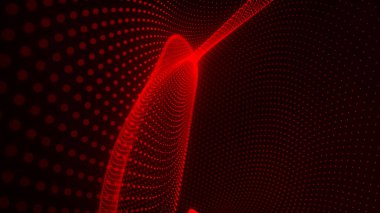 Teknoloji geçmişi. Parçacıkların soyut dijital dalgası. Gelecekçi nokta dalgası. 3d