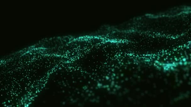 Dynamic Wave Glowing Particles Digital Technology Background Rendering Animation — Vídeo de Stock